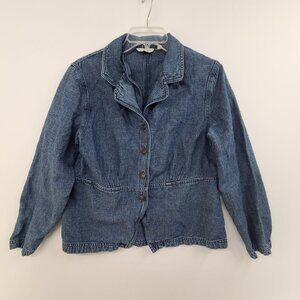 J. Jill Women's Casual Button Up  Denim Jacket Blue Size M